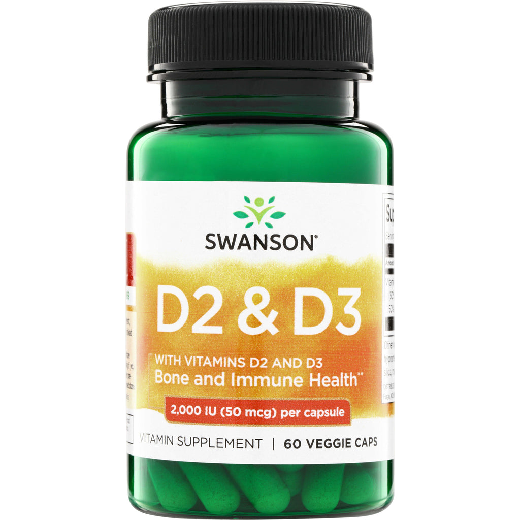 SW1588 | Swanson D2 & D3, Bone and Immune Health, 2,000 IU (50 mcg) per capsule, 60 veggie caps - Thumbnail