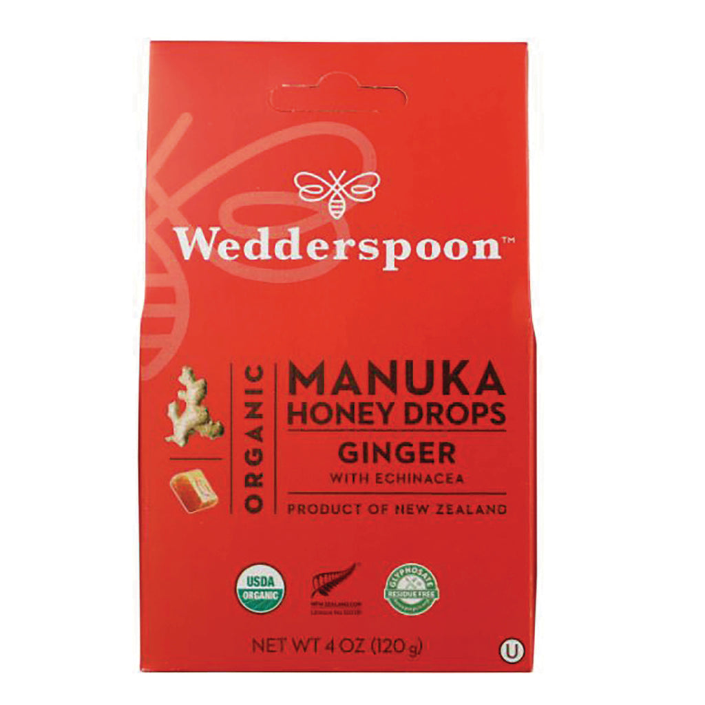 WED021 | Wedderspoon Organic Manuka Honey Drops, Ginger with Echinacea, 4 oz pouch - Thumbnail