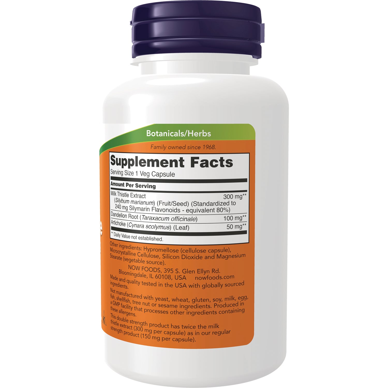 NWF092 | Back of white supplement bottle showing Supplement Facts panel and ingredient text