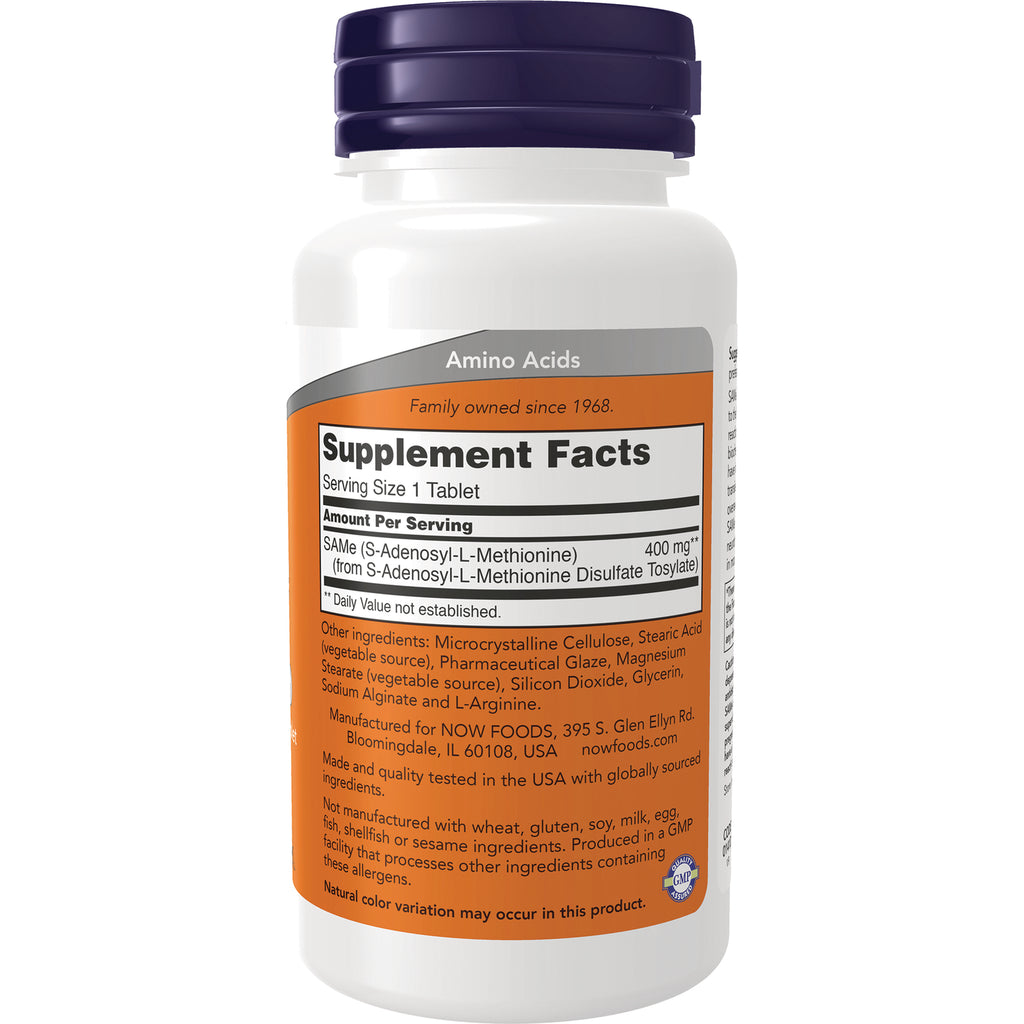 NWF1436 | back label showing Supplement Facts, serving size 1 tablet and ingredient list for SAMe - Thumbnail