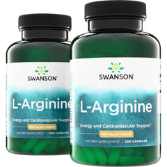 SW1078 | Swanson L-Arginine capsules, Energy and Cardiovascular Support, 500 mg per capsule, 200 count