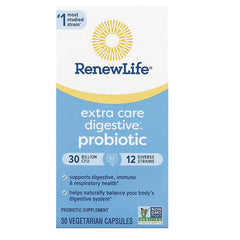 RNL220 | RenewLife extra care digestive probiotic box, 30 billion CFU, 12 diverse strains, 30 vegetarian capsules