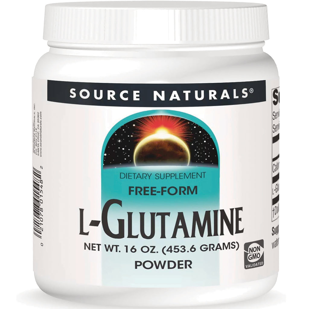 SN532 | Source Naturals Free-Form L-Glutamine Powder, 16 oz (453.6 g), Non-GMO Validated - Thumbnail