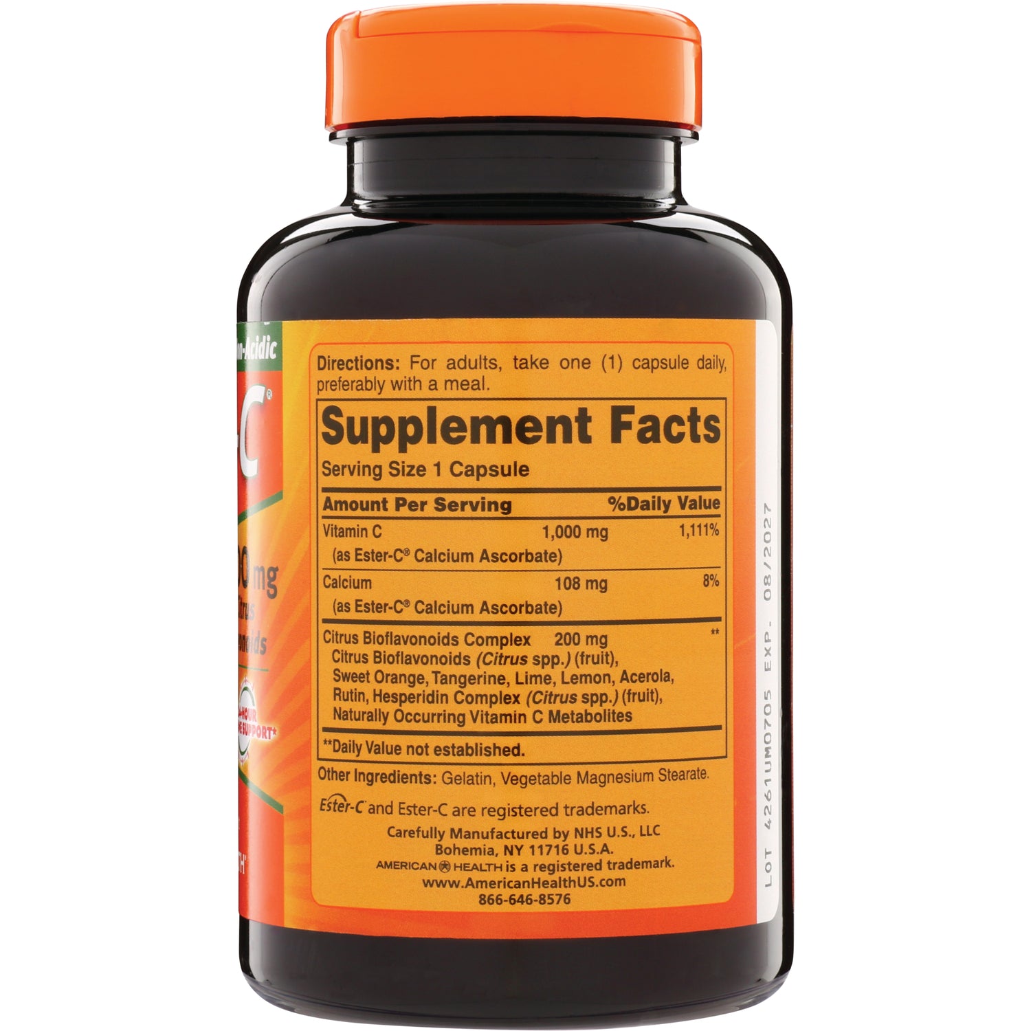 AM122 | Supplement Facts label showing serving size 1 capsule and ingredient amounts