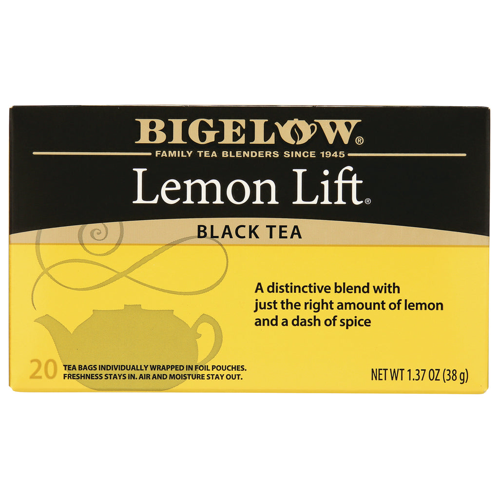 BGT010 | Bigelow Lemon Lift black tea front box, yellow and black packaging showing brand name and Lemon Lift text - Thumbnail