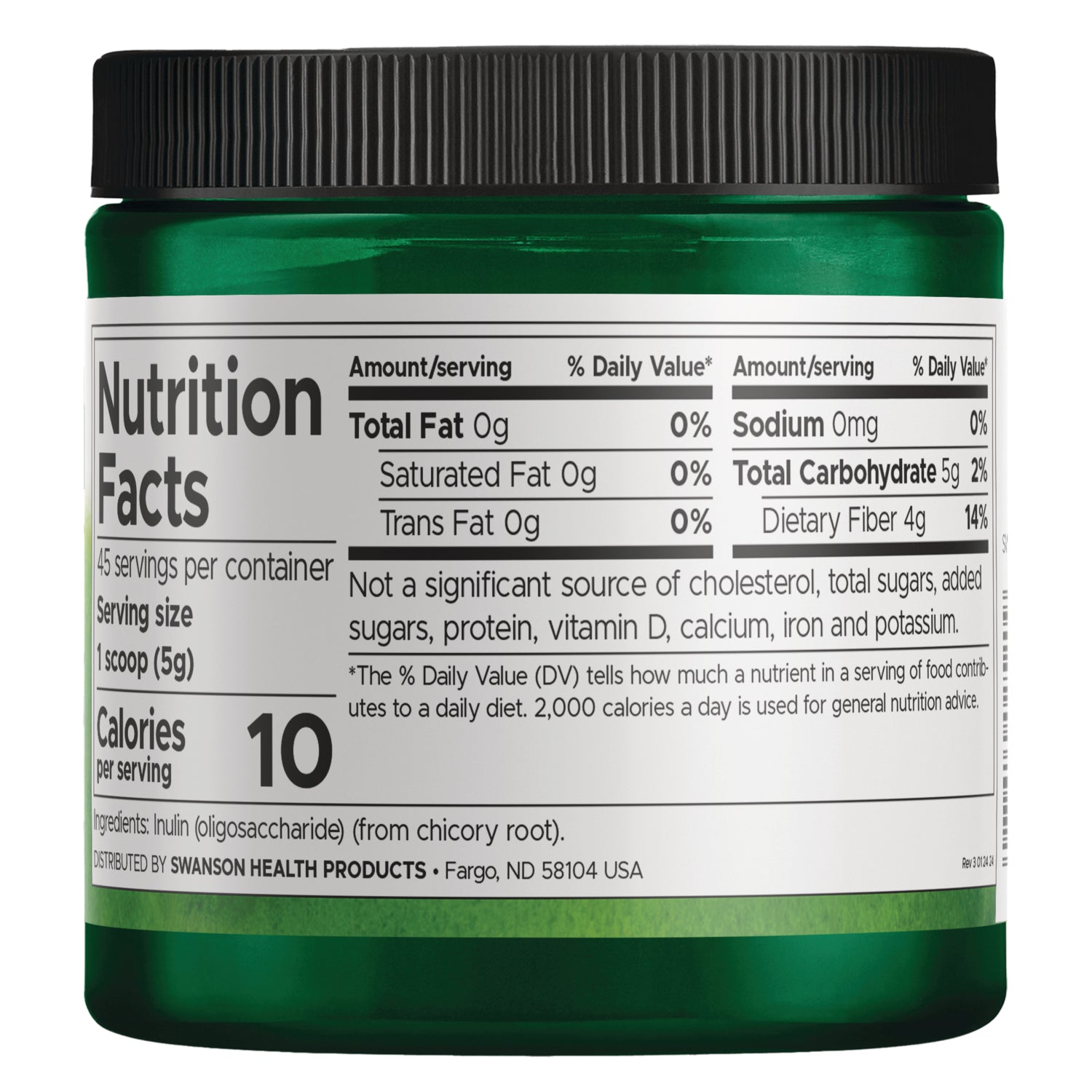SWU520 | Back label with supplement facts and serving information