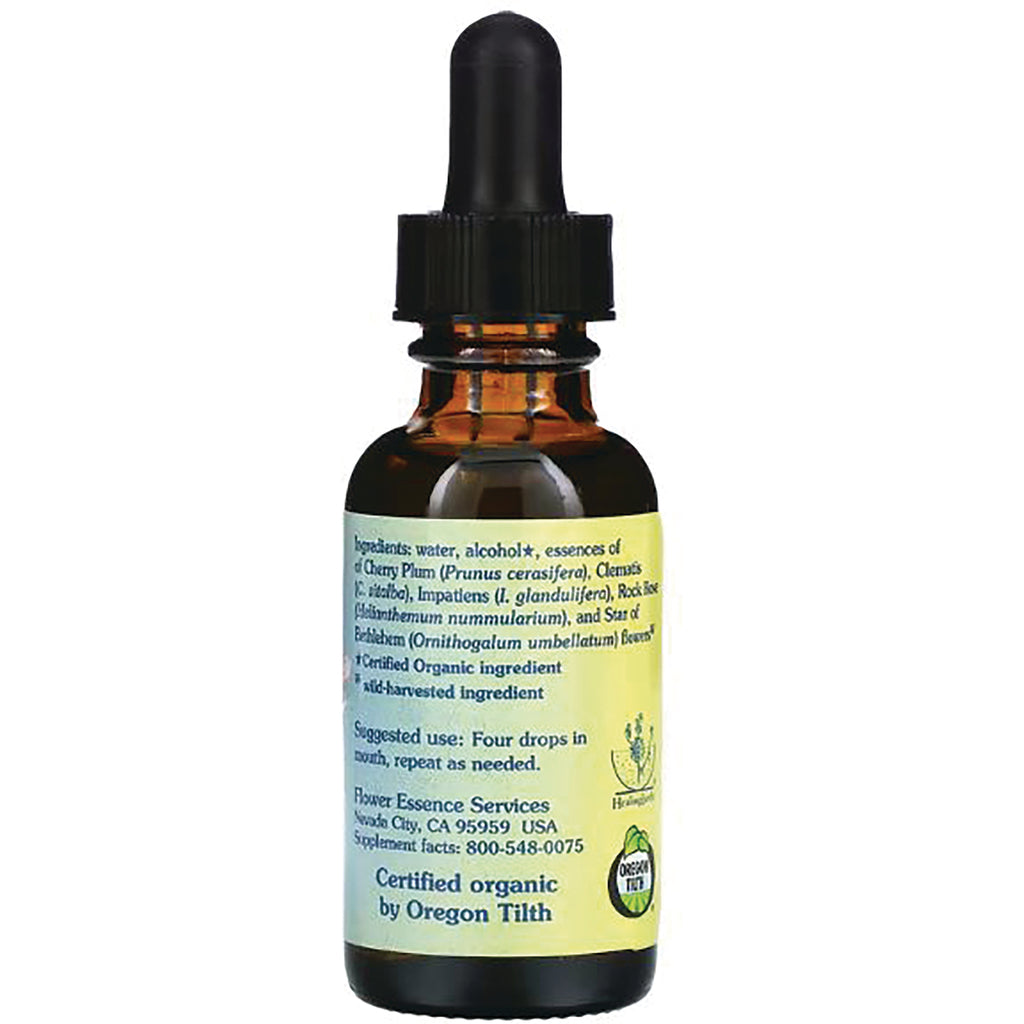 FES010 | Amber glass dropper bottle back label showing ingredients, suggested use, and Certified organic by Oregon Tilth - Thumbnail