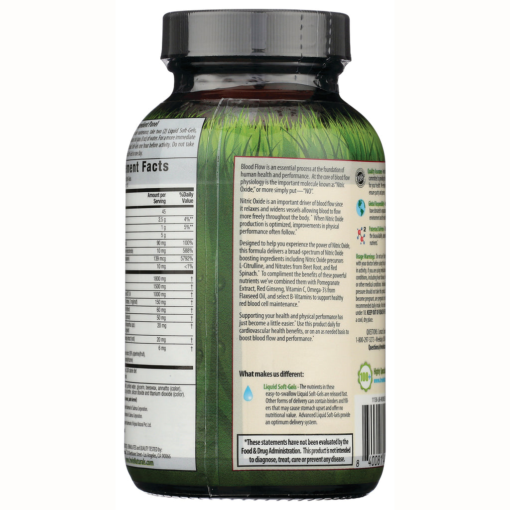 IR281 | back label of green supplement bottle showing Supplement Facts panel and ingredient and usage text - Thumbnail
