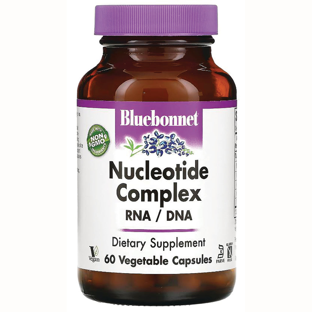 BLU106 | Bluebonnet Nucleotide Complex dietary supplement bottle, 60 vegetable capsules, purple cap - Thumbnail