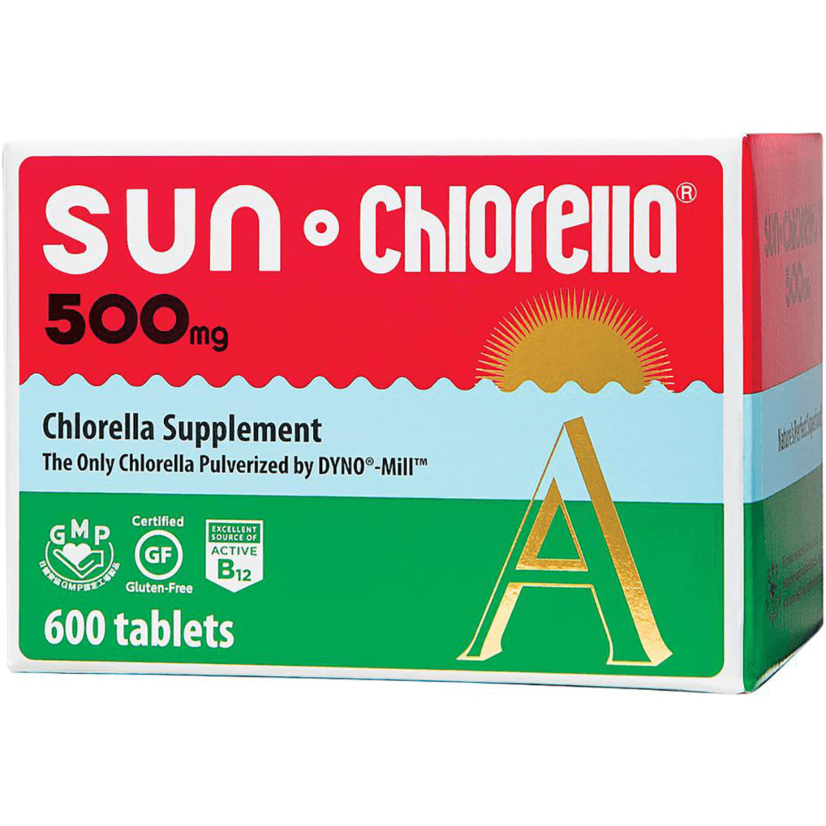 SU010 | Sun Chlorella 500 mg chlorella supplement, 600 tablets box front
