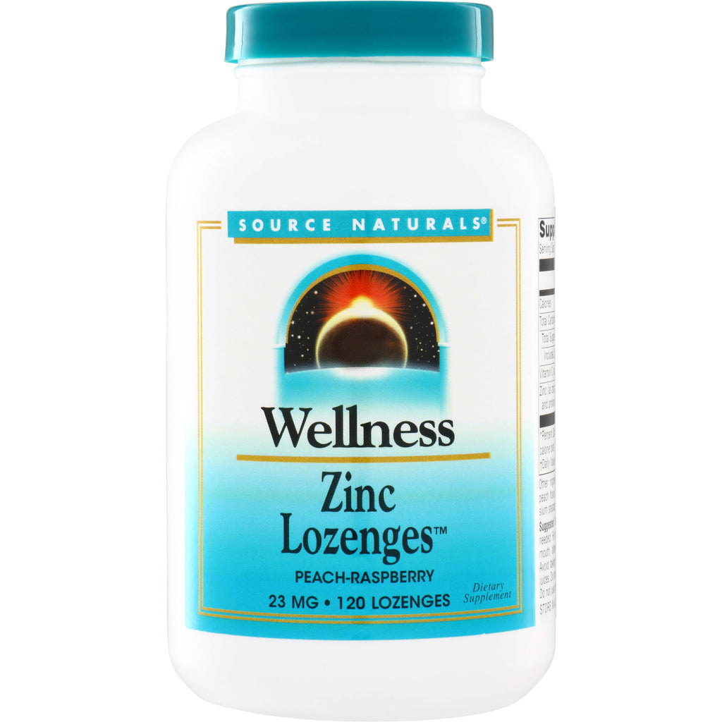 SN221 | Source Naturals Wellness Zinc Lozenges, Peach-Raspberry, 23 mg, 120 lozenges - Thumbnail