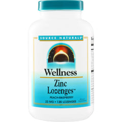 SN221 | Source Naturals Wellness Zinc Lozenges, Peach-Raspberry, 23 mg, 120 lozenges