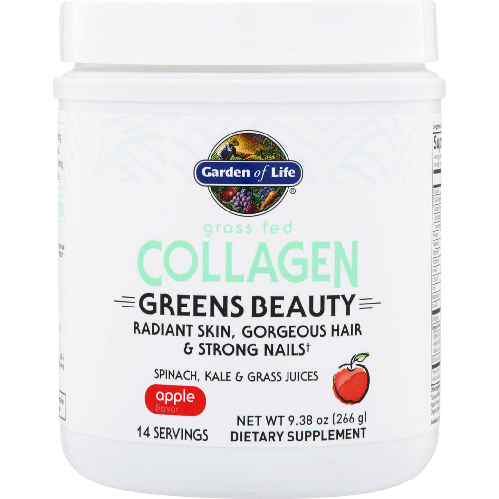 GLF305 | Garden of Life Grass Fed Collagen Greens Beauty, Apple Flavor dietary supplement tub, 14 servings - Thumbnail