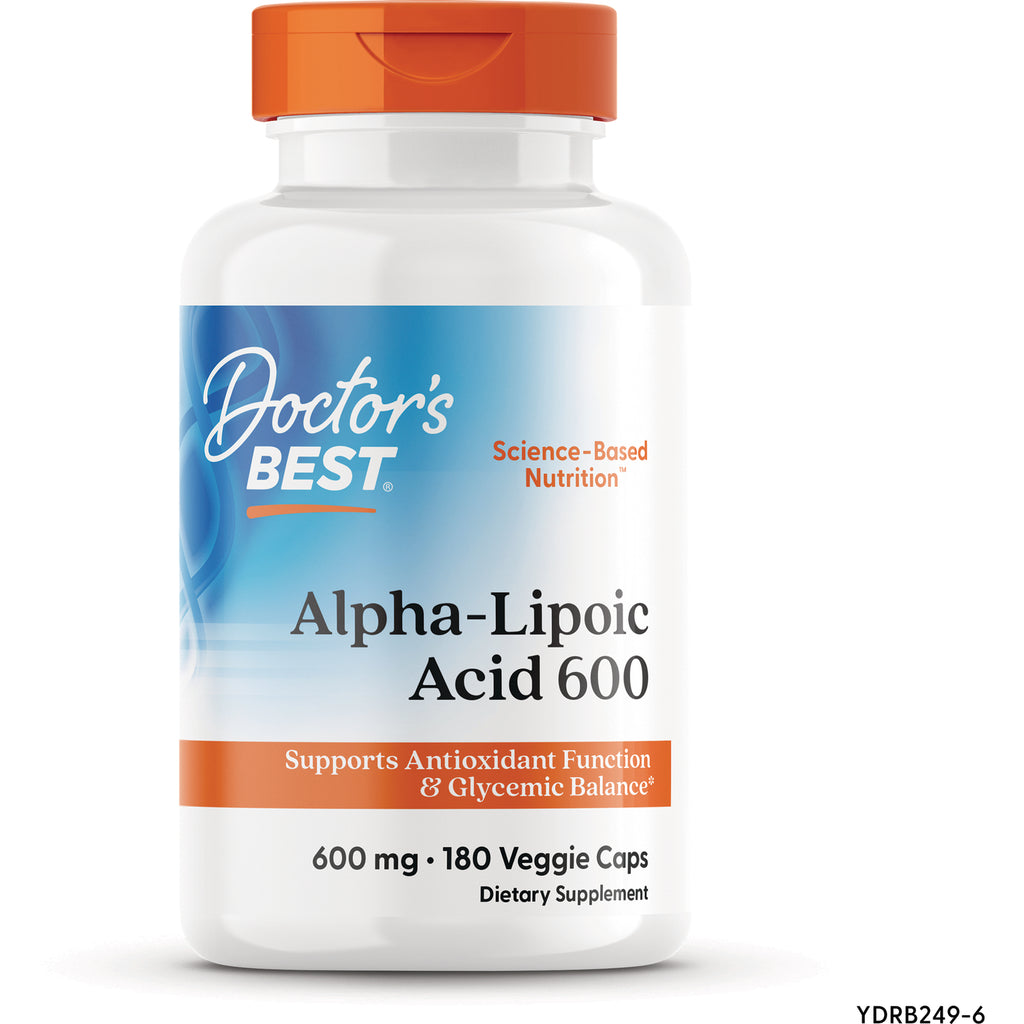 DB190 | Doctor's Best Alpha-Lipoic Acid 600 bottle showing front label, 600 mg, 180 veggie caps - Thumbnail