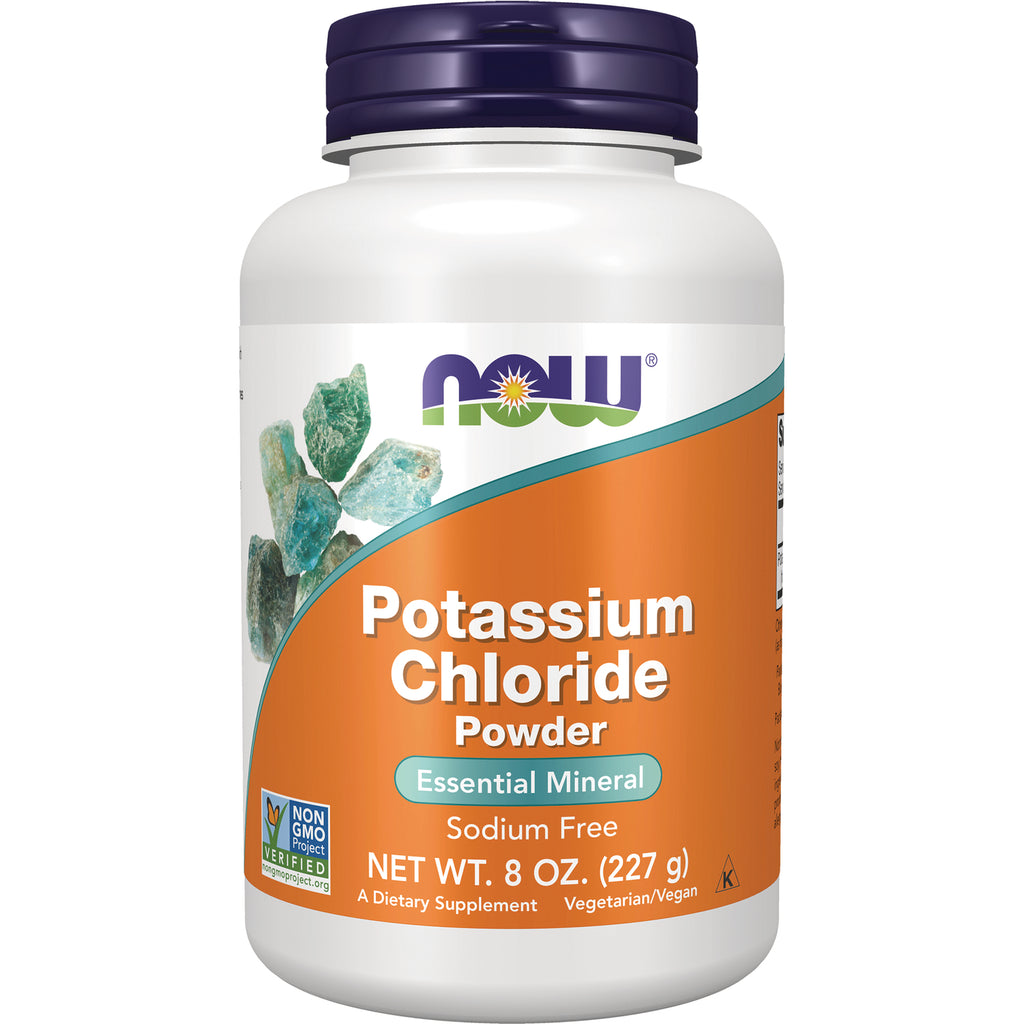 NWF905 | White bottle of Potassium Chloride Powder supplement by NOW, 8 oz sodium free - Thumbnail