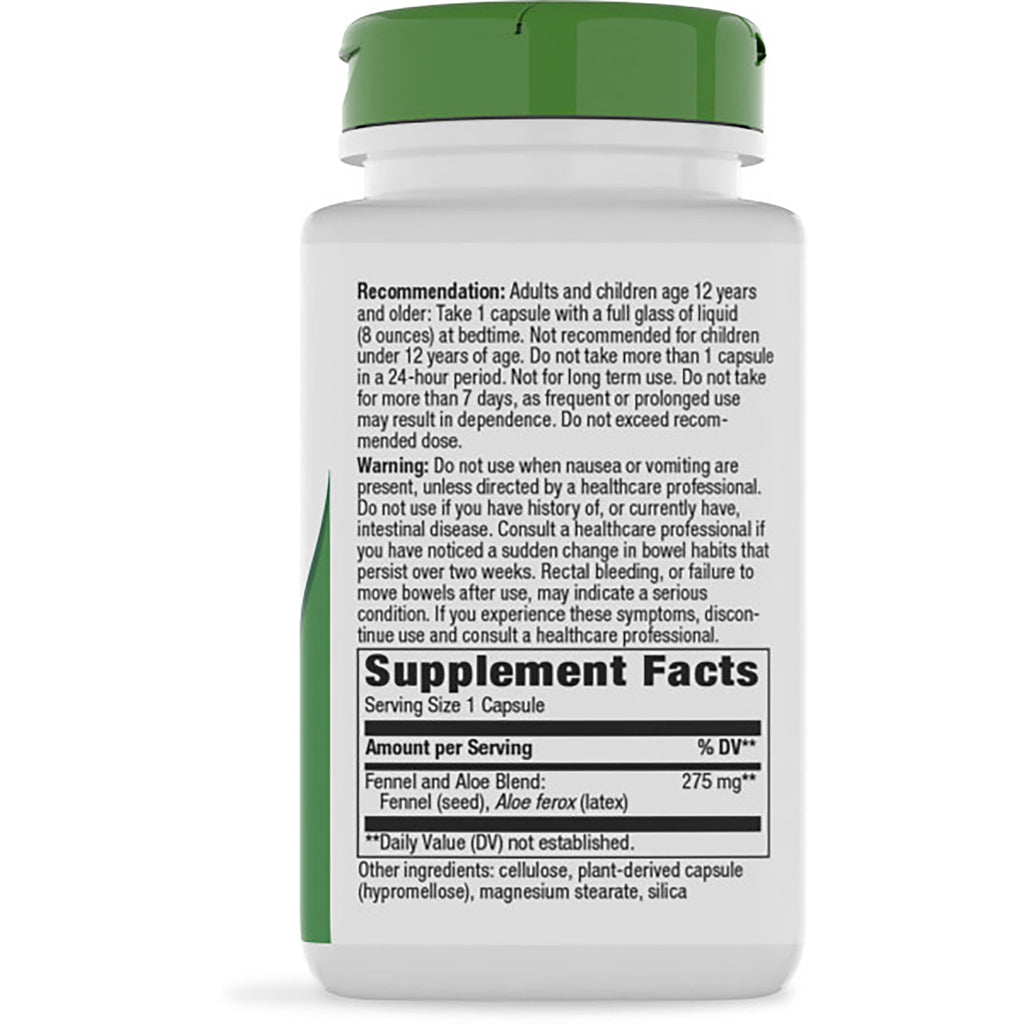 NW108 | Back of brown supplement bottle with green cap showing Supplement Facts panel and warning text - Thumbnail