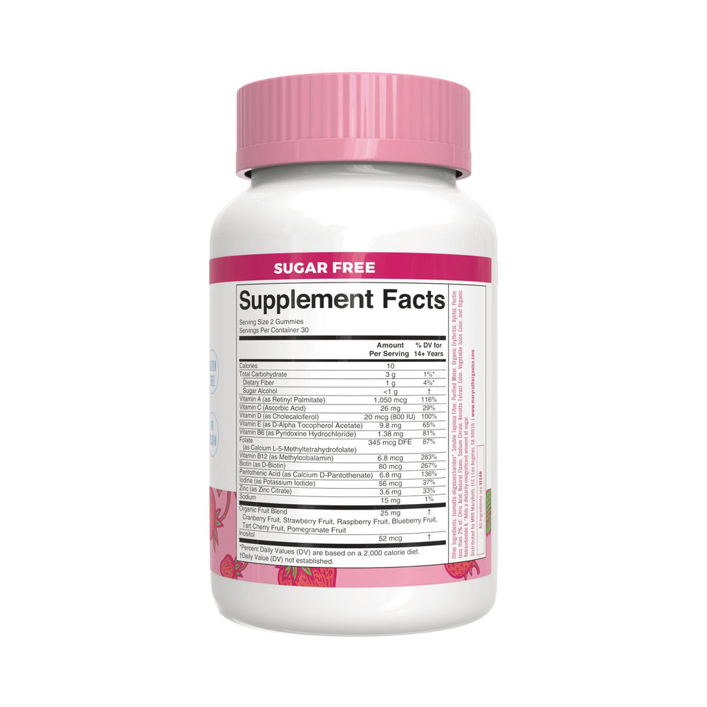 MRR040 | white bottle with pink cap showing Supplement Facts panel and SUGAR FREE label - Thumbnail