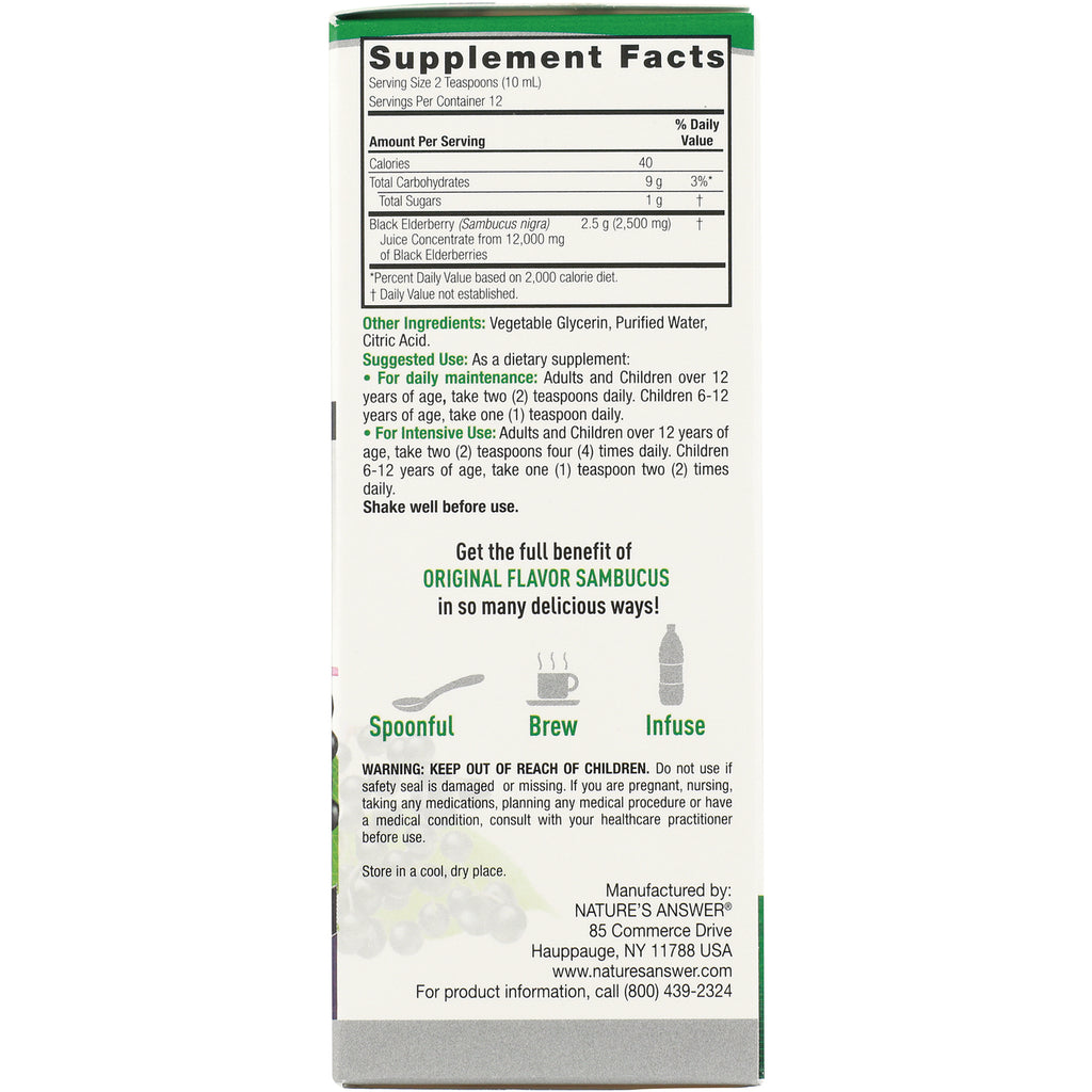 NAT086 | Back of supplement box showing Supplement Facts panel, suggested use, ingredients and spoonful/brew/infuse icons - Thumbnail