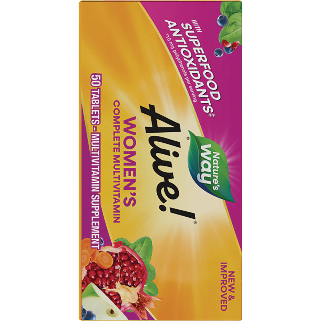 NW1015 | Nature's Way Alive! Women's complete multivitamin box with pomegranate artwork and Superfood Antioxidants callout - Thumbnail