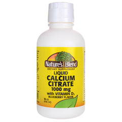 NAB030 | Nature's Blend liquid calcium citrate 1000 mg with vitamin D3 blueberry flavor 16 oz dietary supplement