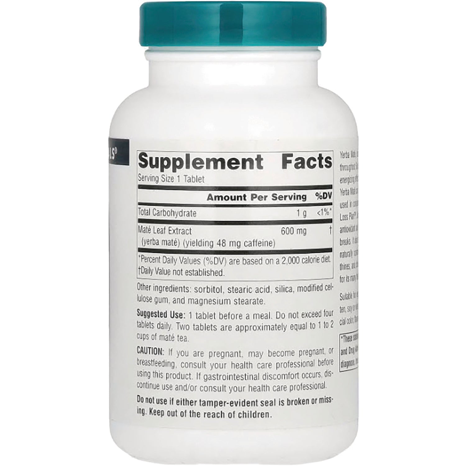 SN542 | Supplement Facts panel and ingredients on bottle back label