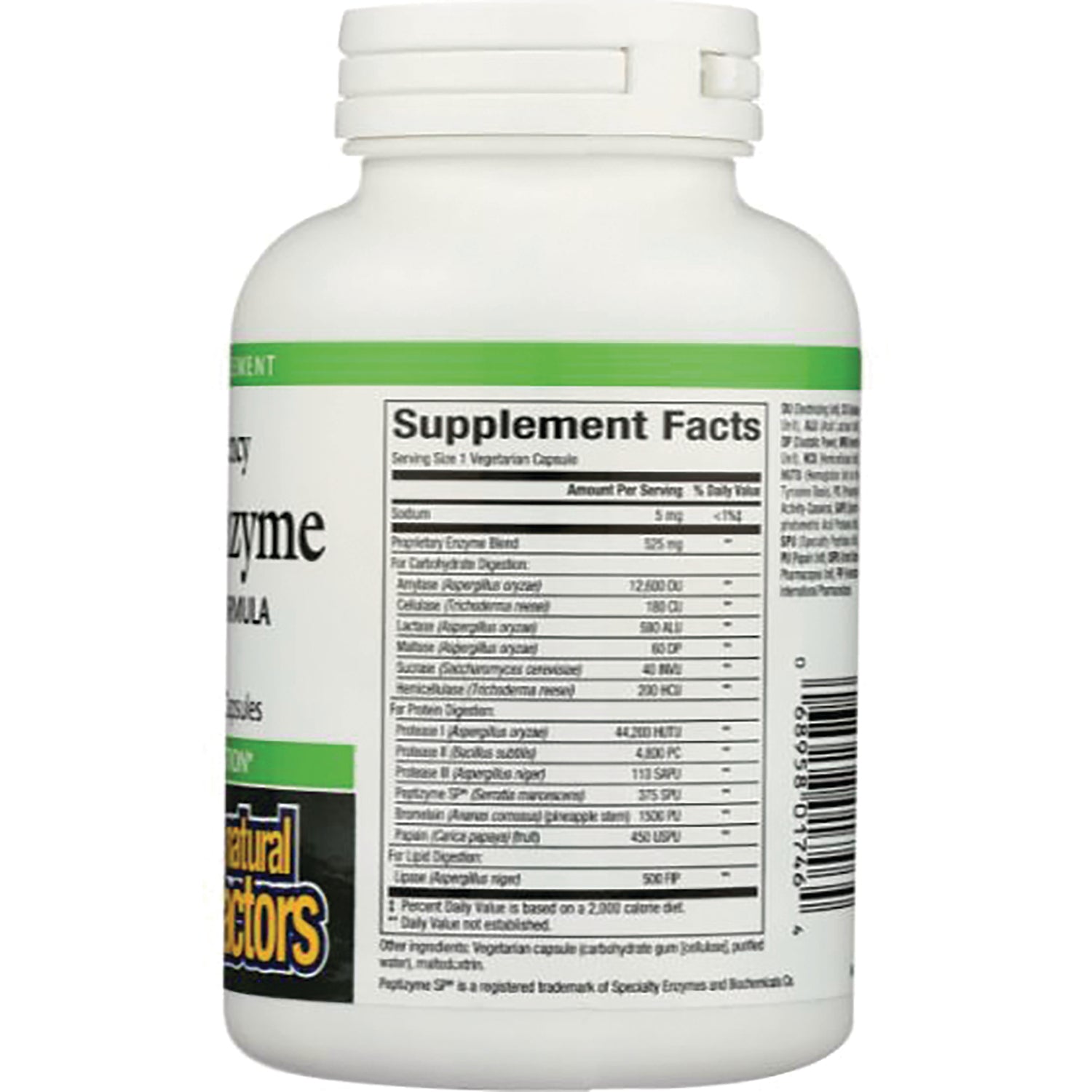 NFC074 | bottle back showing supplement facts panel and barcode