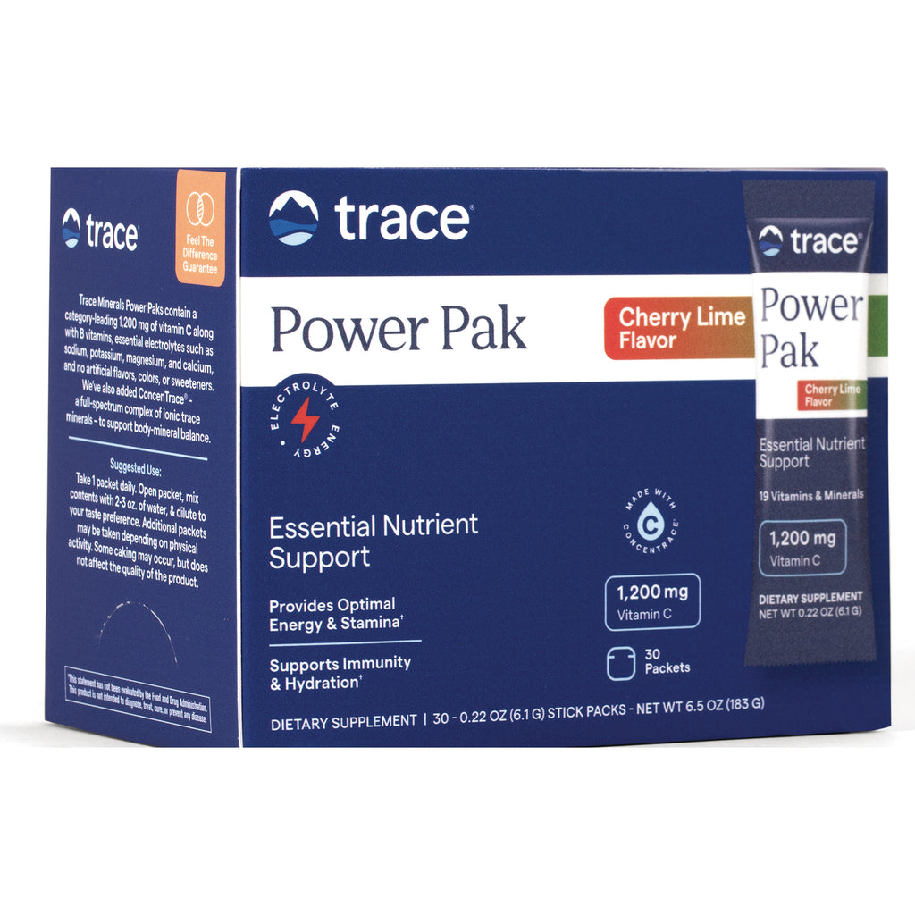 TM018 | Trace Power Pak Cherry Lime Flavor electrolyte drink mix, 1,200 mg Vitamin C, box of 30 packets - Thumbnail
