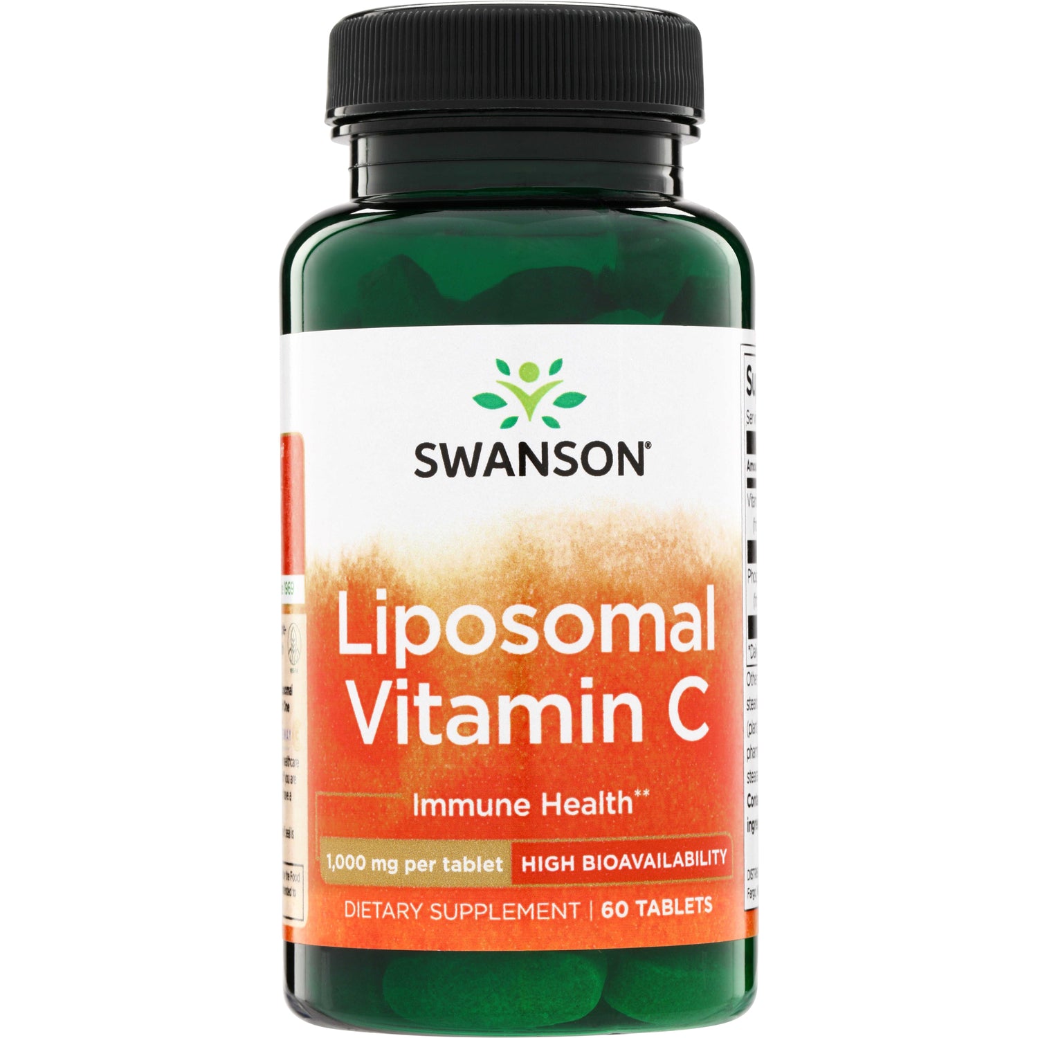 SW1830 | Swanson Liposomal Vitamin C supplement bottle, 1,000 mg per tablet, high bioavailability, 60 tablets