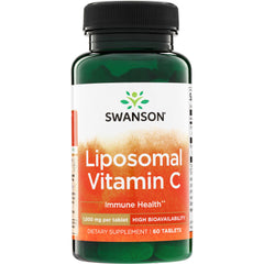 SW1830 | Swanson Liposomal Vitamin C supplement bottle, 1,000 mg per tablet, high bioavailability, 60 tablets