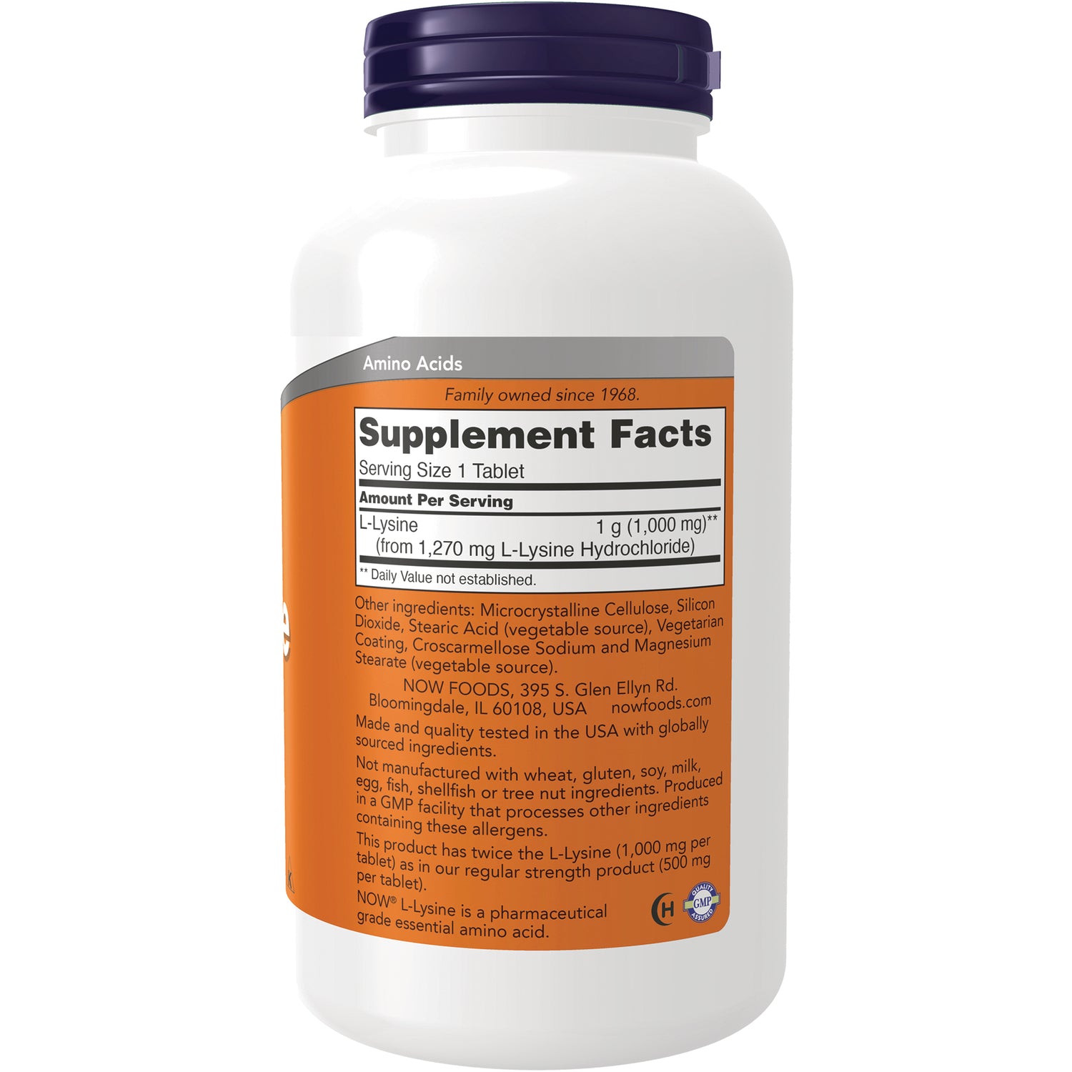 NWF1448 | Back of white supplement bottle with orange label showing Supplement Facts panel and ingredients