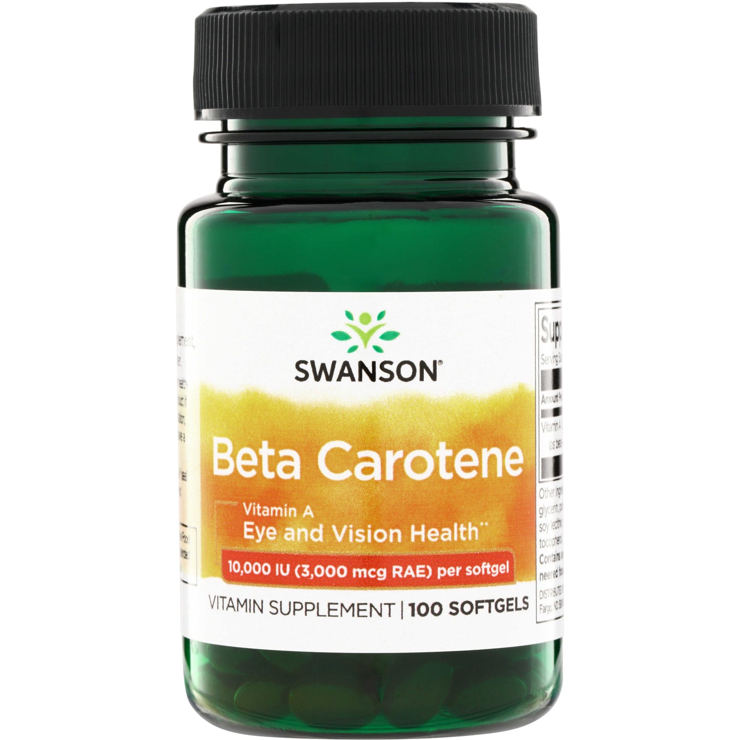 SW009 | Swanson Beta Carotene 10,000 IU vitamin A, 100 softgels bottle front