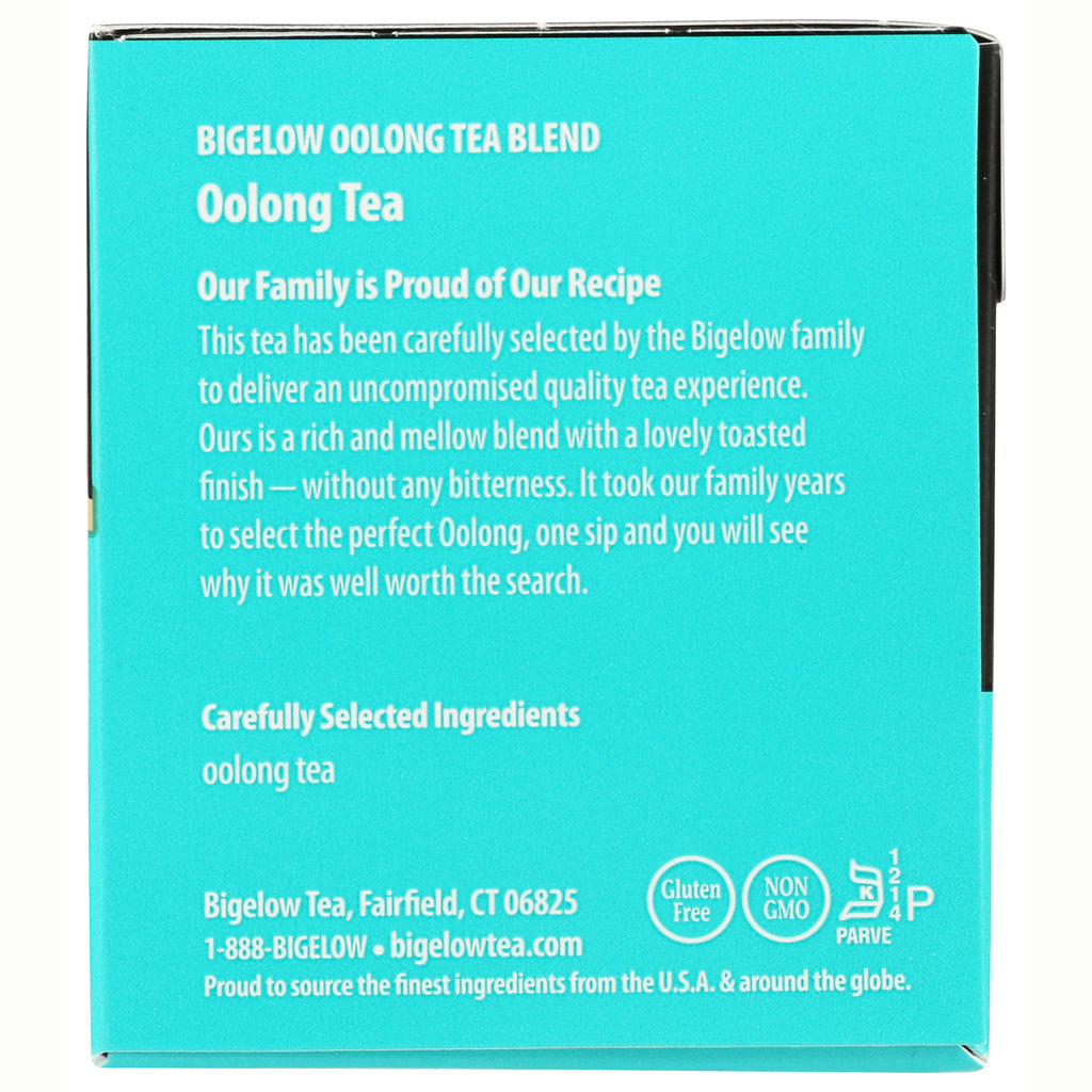 BGT022 | Back panel of Bigelow Oolong Tea box showing product description, ingredients, and company contact info - Thumbnail