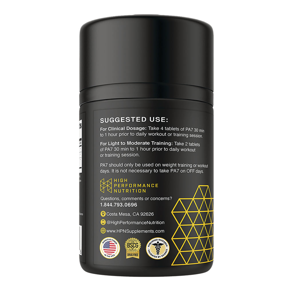 HPN009 | Back of black supplement bottle with suggested use text, contact details, brand logo and yellow geometric design - Thumbnail