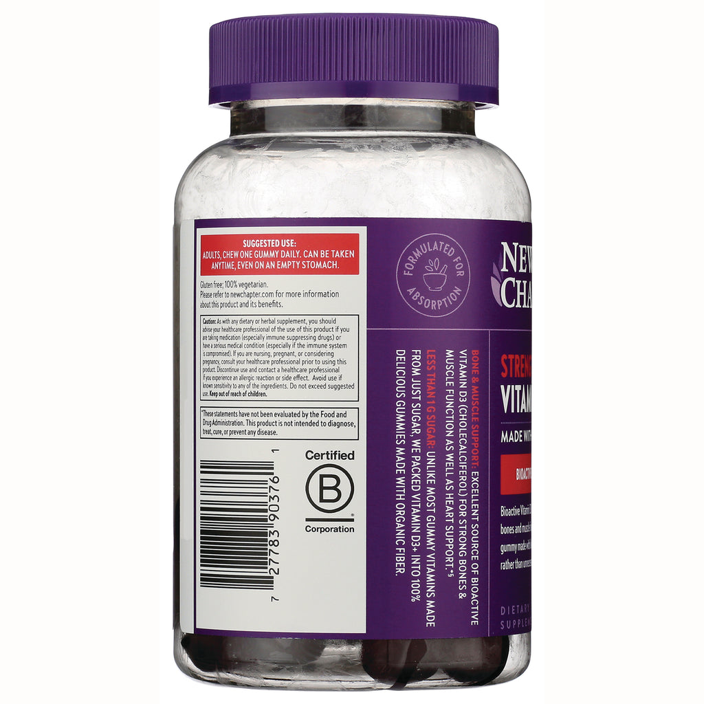 NWC387 | back label of purple supplement bottle showing barcode, suggested use box, and certified B logo - Thumbnail