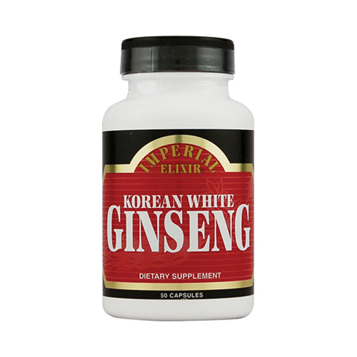 IE022 | White supplement bottle labeled KOREAN WHITE GINSENG dietary supplement 50 capsules