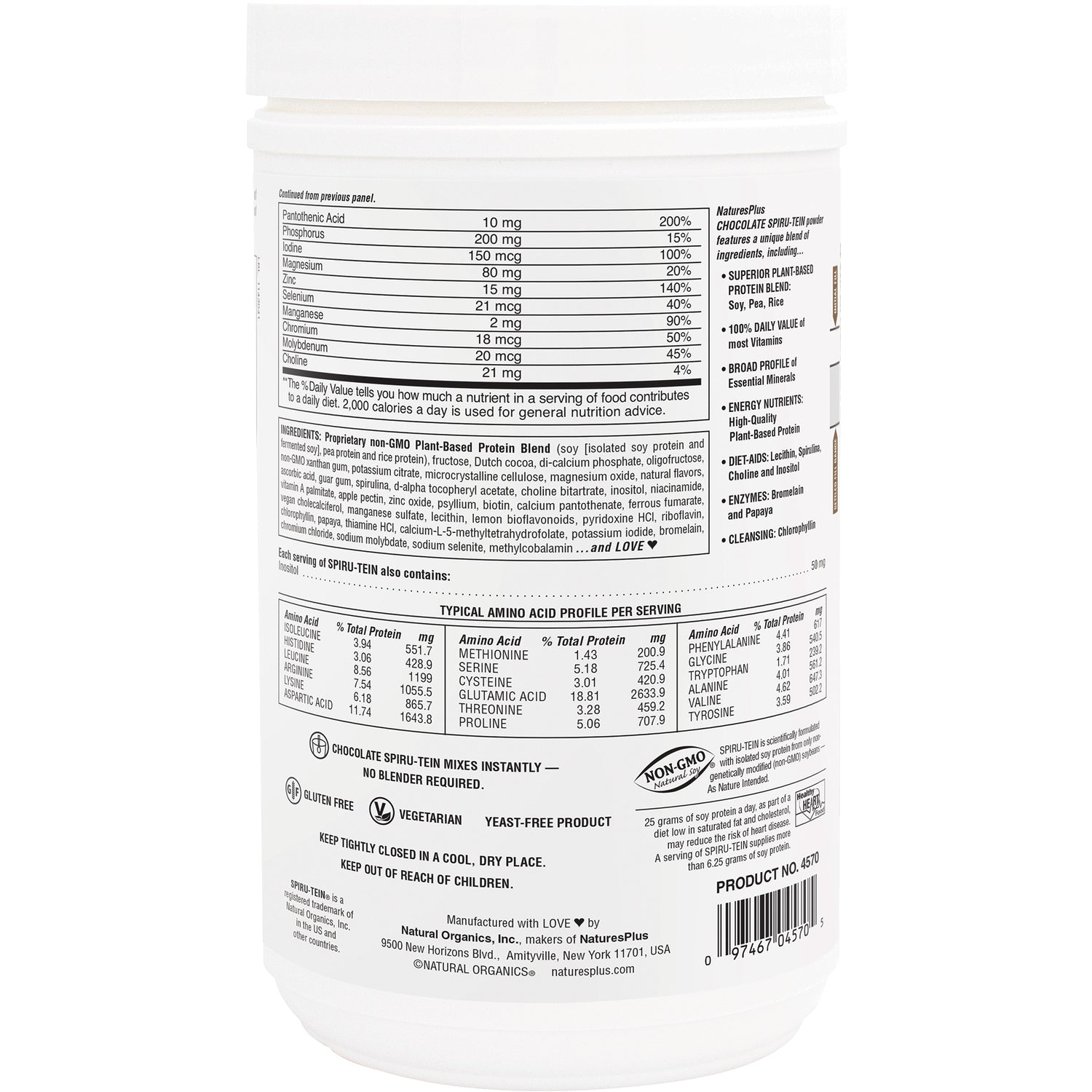 NTP080 | Back label of white supplement tub showing nutrition facts, ingredients, and barcode
