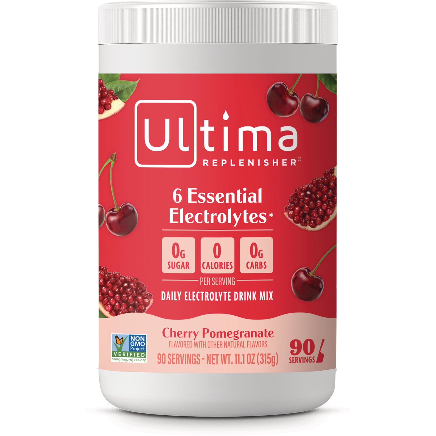UHP023 | Ultima Replenisher Cherry Pomegranate electrolyte mix, 6 essential electrolytes, 0 sugar, 0 calories, 90 servings