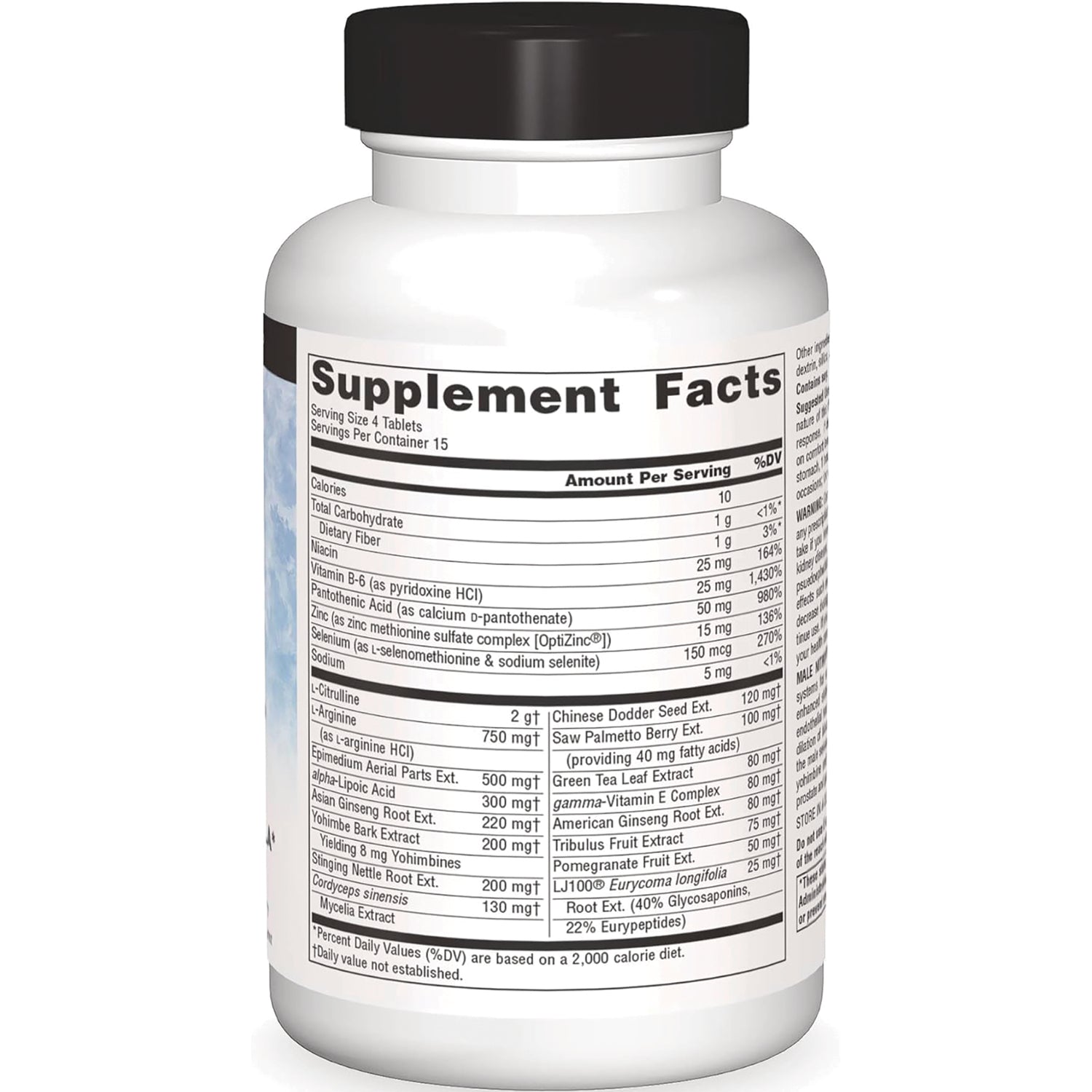 SN777 | Supplement Facts panel on bottle label