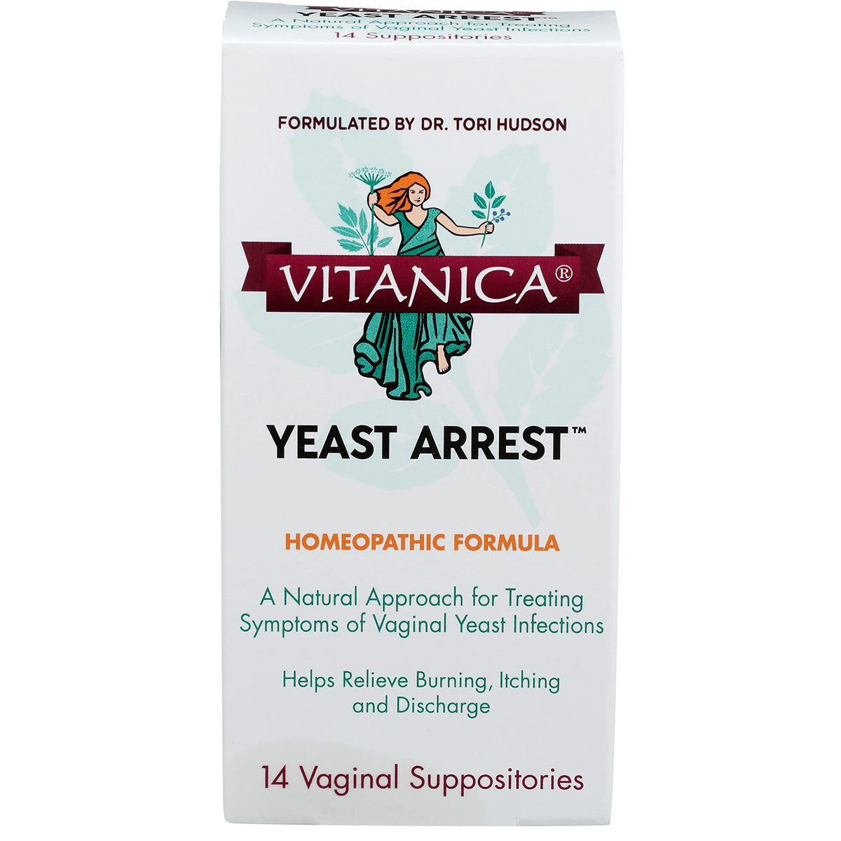 VNA015 | Vitanica Yeast Arrest homeopathic formula box, 14 vaginal suppositories