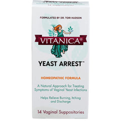 VNA015 | Vitanica Yeast Arrest homeopathic formula box, 14 vaginal suppositories
