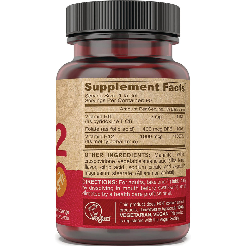 DEV008 | Back of red supplement bottle showing Supplement Facts panel, ingredient list, directions and vegan logo - Thumbnail