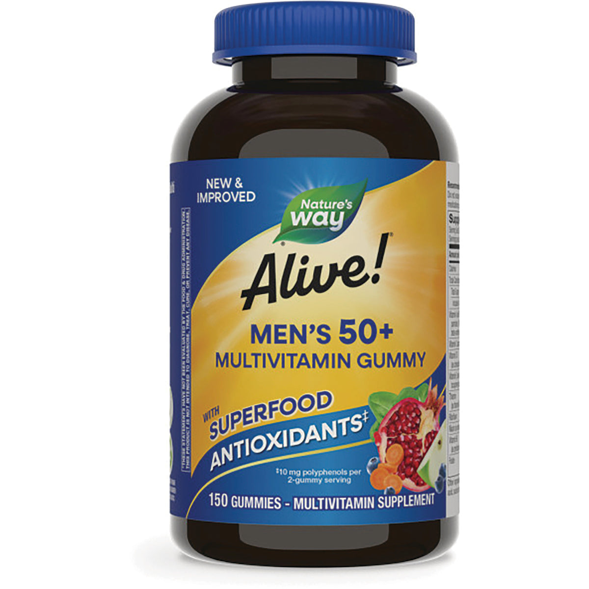 NW1031 | Nature's Way Alive! Men's 50+ multivitamin gummy bottle front label showing 150 gummies and Superfood Antioxidants