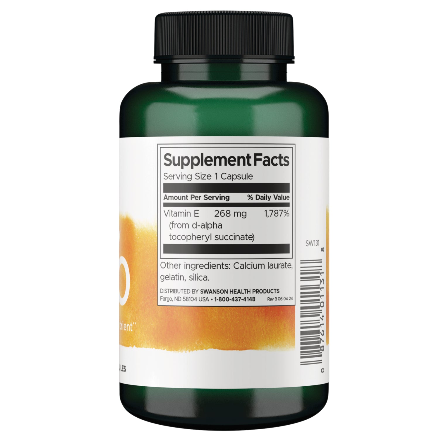 SW131 | Back label with supplement facts and serving information