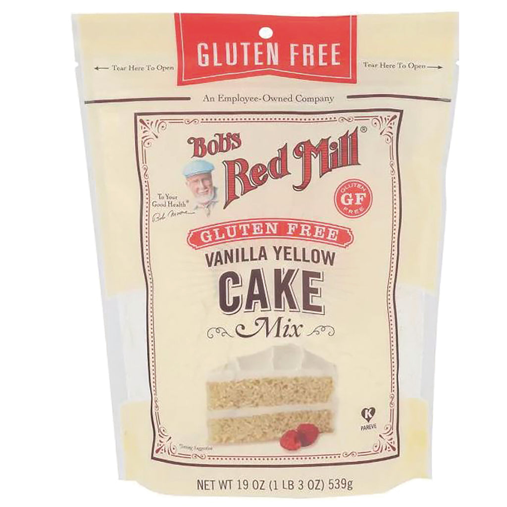 BOB452 | Bob's Red Mill gluten free Vanilla Yellow Cake Mix front pouch with cake slice - Thumbnail