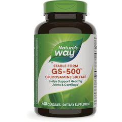ET260 | Nature's Way GS-500 glucosamine sulfate bottle, 240 capsules, front label reads Helps Support Healthy Joints & Cartilage