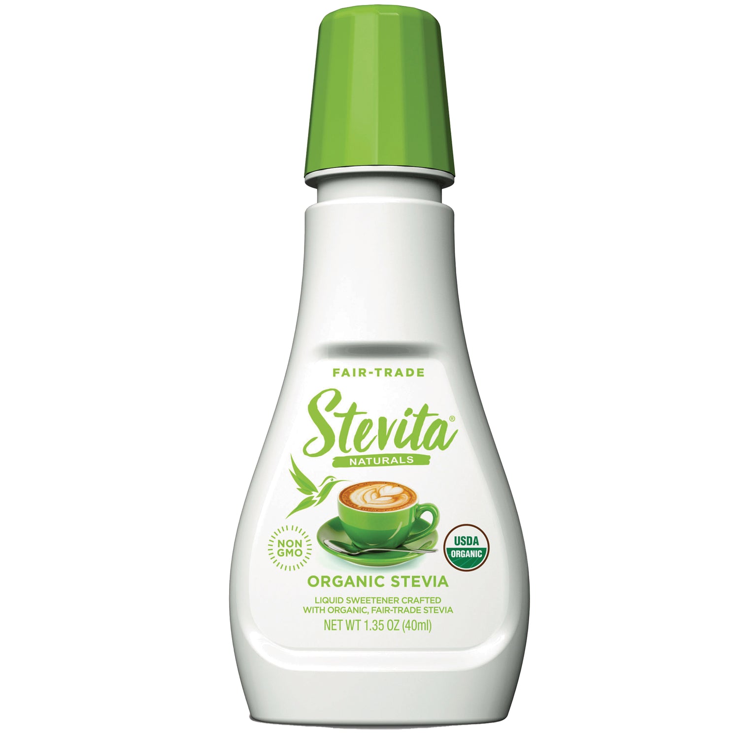 STV028 | Stevita Naturals Organic Stevia liquid sweetener bottle, Fair-Trade, USDA Organic, Non-GMO, 1.35 oz (40 ml)