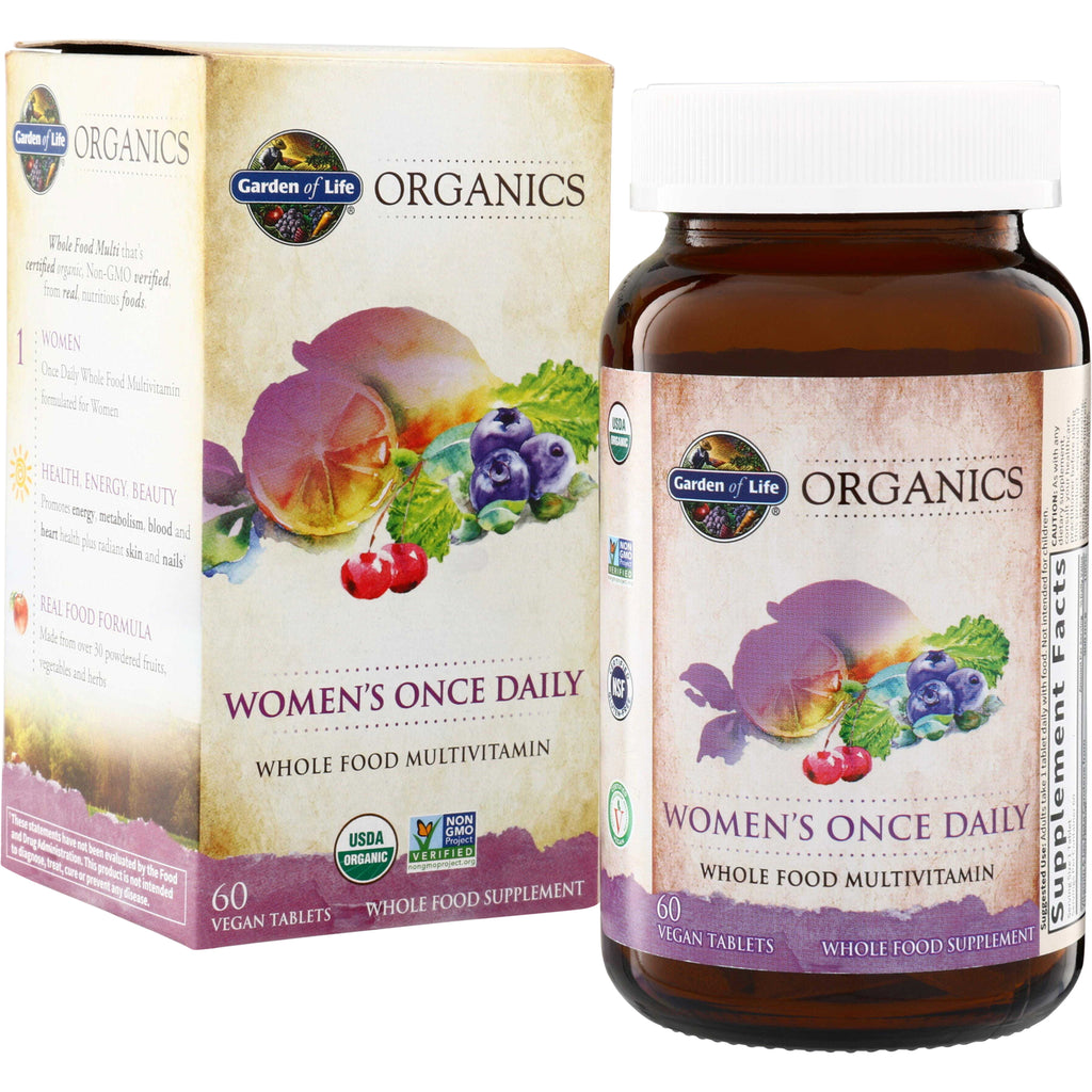 GLF180 | Garden of Life Organics Women's Once Daily Whole Food Multivitamin, 60 vegan tablets - Thumbnail