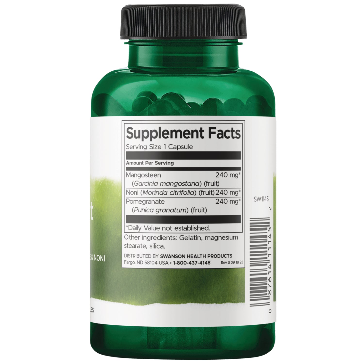 SW1145 | Back label with supplement facts and serving information