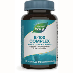 NW334 | Nature's Way B-100 Complex supplement bottle, high potency formula, 100 capsules
