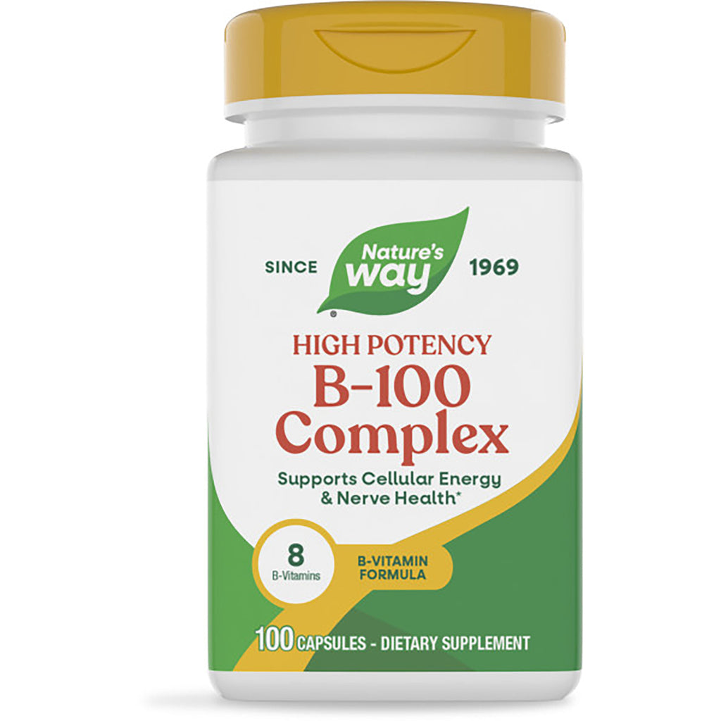 NW334 | Nature's Way B-100 Complex supplement bottle, high potency formula, 100 capsules - Thumbnail